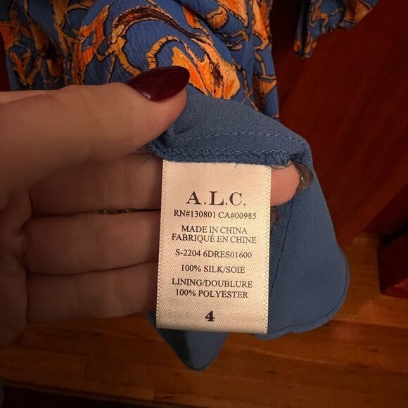A.L.C. Silk Izzy Mini Blue Orange Dress - Picture 6 of 9